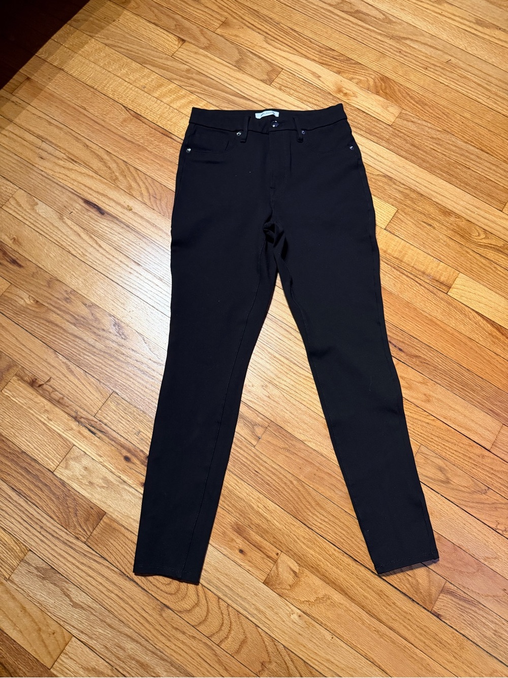 NWOT Good American Black High-Waist Slim ponte Pants Skinny stretch Sz 8/29